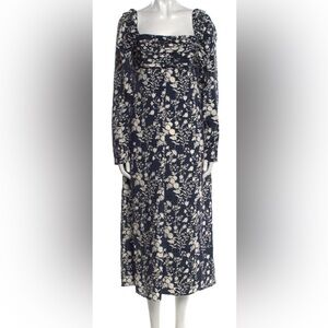 La Ligne 100% silk navy and white flower patterned dress. NWOT.